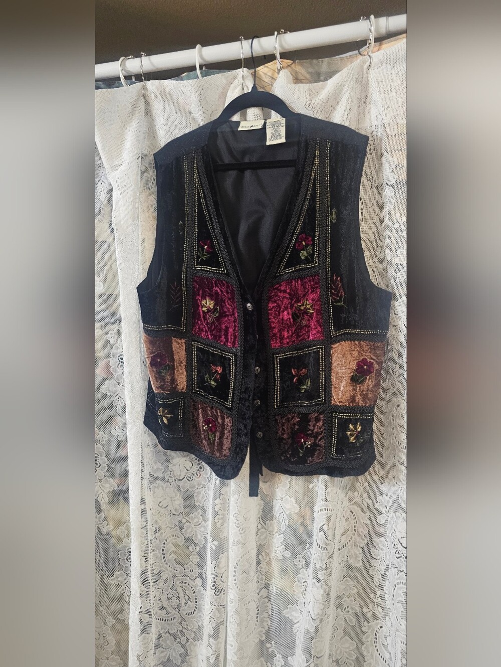 White Stag Black Embroidered Patchwork Vest